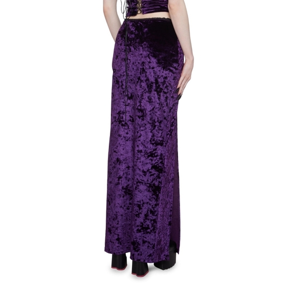 W1DOW Crushed Velvet High Slit Maxi Skirt - Picture 4 of 8